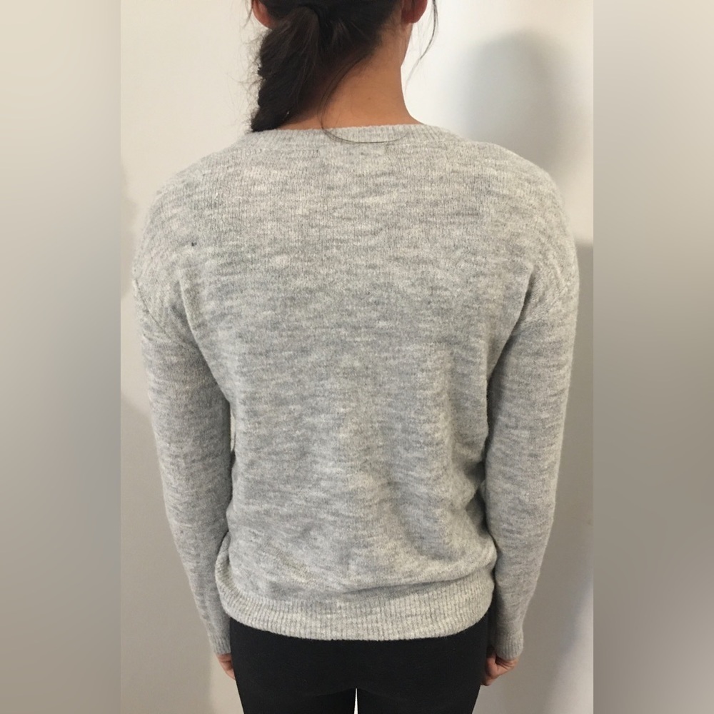 H&M L.O.G.G. Gray Orange Christmas Holiday Feeling Soft Oversized Sweater XS - Picture 3 of 5